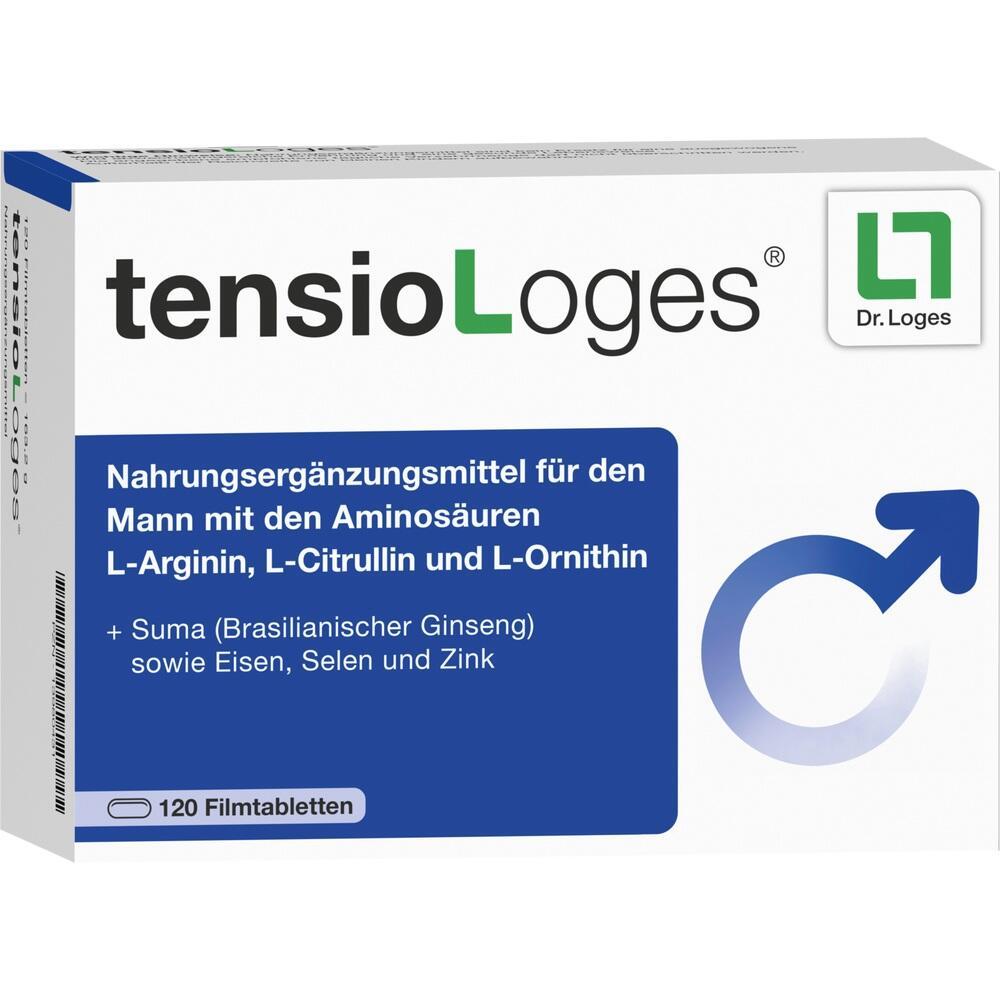 Blau-weiße Packung eines Nahrungsergänzungsmittels für Männer mit Aminosäuren.